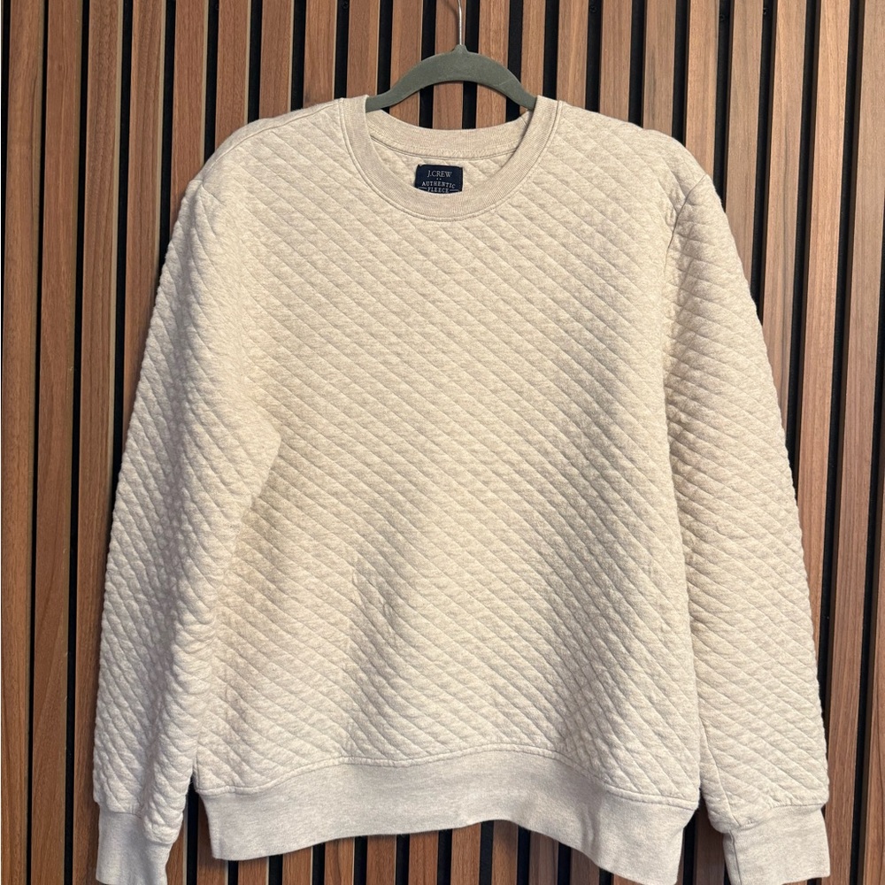 J. Crew Quilted Cream Crewneck Sweater